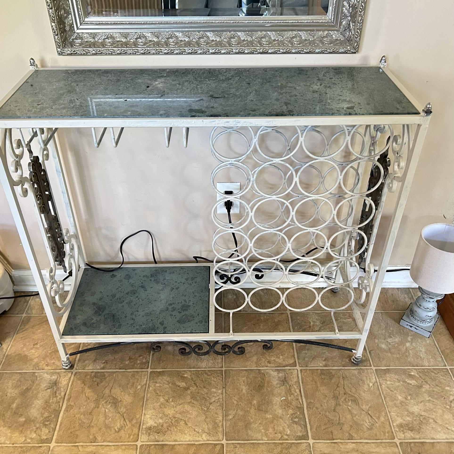 Gorgeous Vintage Marble Wine Bar Cabinet Table 