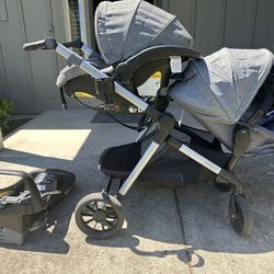 EvenFlo Double Infant Stroller And Base 