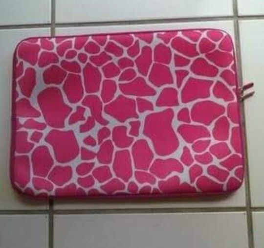 pink cow print neoprene laptop padded zippered cover $5 FIRM