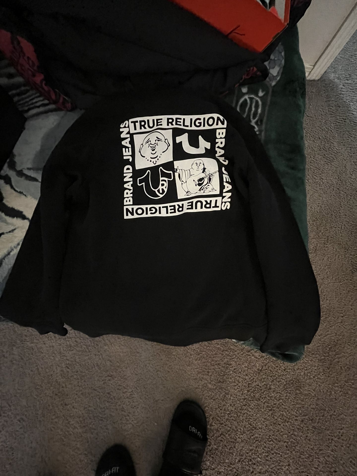 True Religion Zip Up Hoodie Black And White