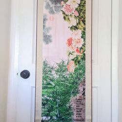 A family heirloom silk embroidery of the traditional Chinese painting "Peony and Bamboo: A New Beginning for All Things".