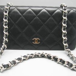 Chanel Black Lambskin Leather CC Long Full Flap Gag Wallet