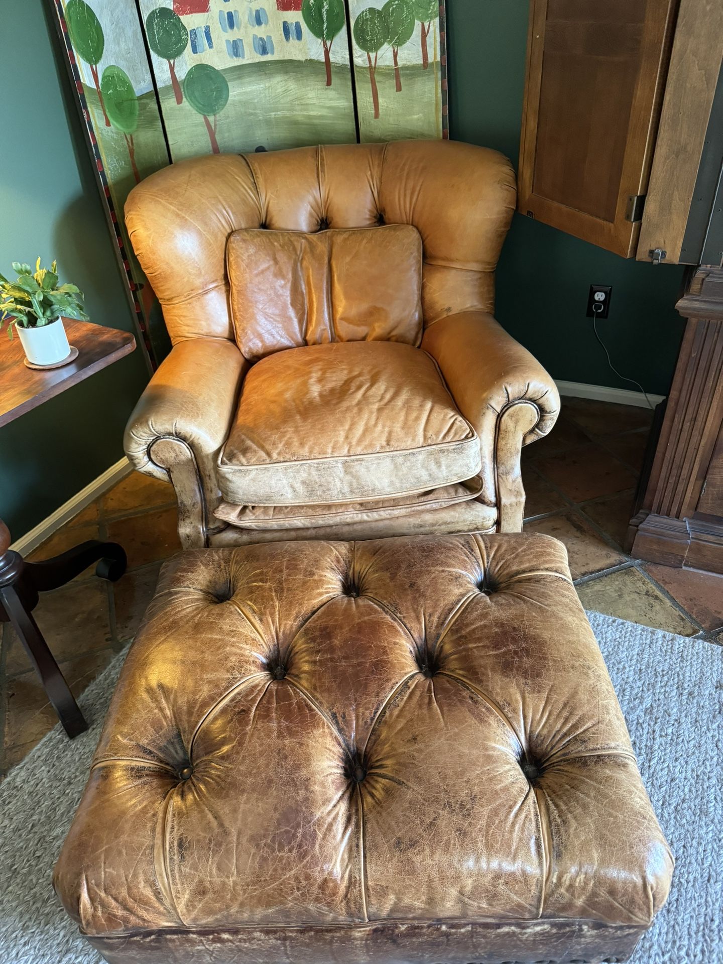 Vintage Ralph Lauren, Leather Chair And Large Ottoman