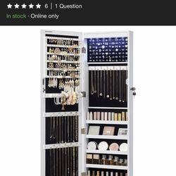 Songmics 47.5 Lockable Led Jewelry Cabinet