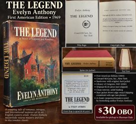 The Legend by Evelyn Anthony – 1969 First American Edition Hardcover – $30 OBO