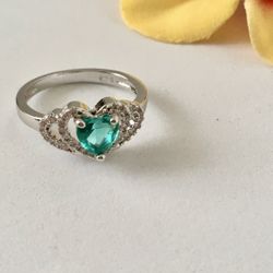 Turquoise Heart Ring, Size 7
