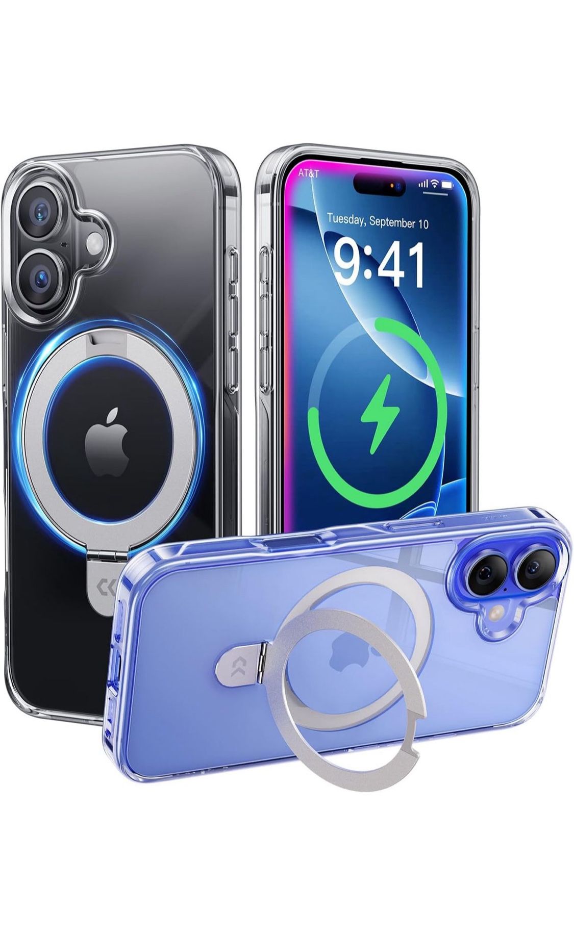 CASEKOO iPhone 16 Case β Clear with Ultra Magnetic Invisible Stand π±