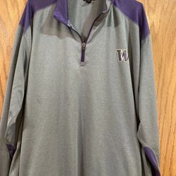 Washington Huskies Quarter Zip Long Sleeve Sweater Sweatshirt Top T Tee Shirt Mens Size XXL Extra