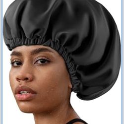 Adjustable Double Layer Silk-Satin Hair Bonnet for Women - Sleep Hair Protector Ideal for Natural Curly Hair, Anti-Frizz & Moisture Retention