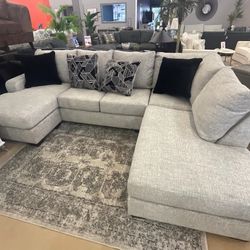 🦋Showroom,Fast Delivery, Finance,Web🦋Storm Gray 2pc Double Chaise Sectional Sofa Couch, Chair Sold Separately 