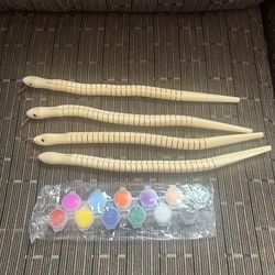 New Paint Set to Paint 4 foot long wooden wiggling snakes DIY Art Montessori preschool kids crafts