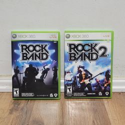 Xbox rockband 1 and 2 game bundle cib