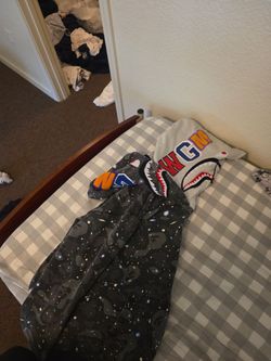 A BATHING APE space camo shark full zip double hoodie