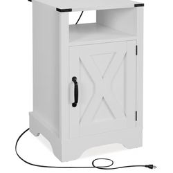 Farmhouse Nightstand with Charging Station / 1 piece 