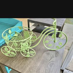All metal bicycle plant Pot Holder 2'1 X 1' Hx 9 In Plant Pot Diameter