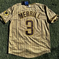 Padres Merrill tan stripped jerseys