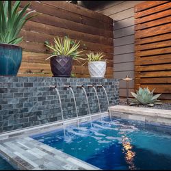 New Glass 2x4 Subway Tile Stratus Gray Pool Waterline