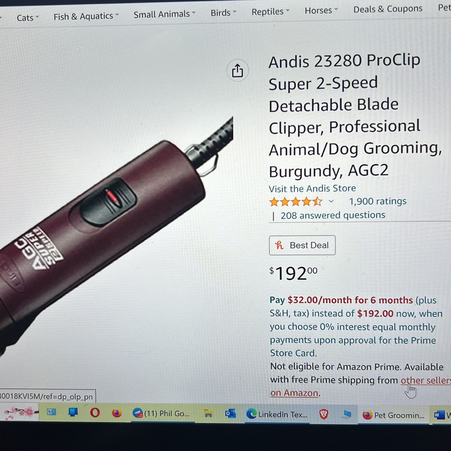Andis 23280 ProClip Super 2-Speed Detachable Blade Clipper, Professional Dog /Animal Grooming