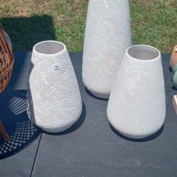 Awesome New Designer 3pc Set Of Vases Made In Portugal High Quality Masterpiece Very Detailed Heavy