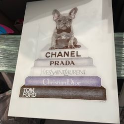 Puppy On Designer Books Painting (glass) 