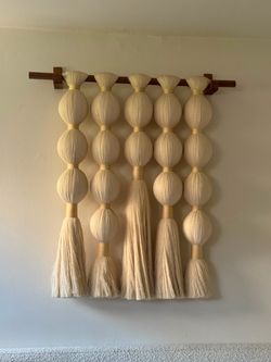 Handmade Natural Fiber Tassel Wall Hanging - Boho Coastal Decor