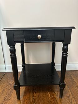 Black solid wood End table/ Nightstand