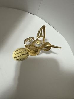Crystal 24Kt Gold Plated Hummingbird 
