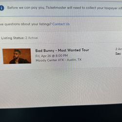 2 Bad Bunny Most Wanted Tour Tickets 