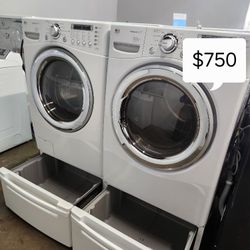 LG SET STEAM WASHER AND ELECTRIC DRYER WITH WARRANTY 