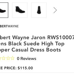 Men’s Black Suede Boots - 11 - New Never Worn 