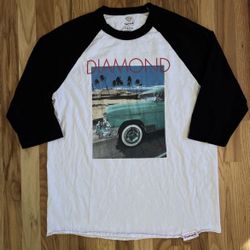 Diamond Supply Company Skateboarder Graphic Sleeve T-Shirt Car Cali Size Large