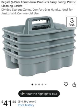 Begale 3-Pack Commercial Products Carry Caddy, Plastic Cleaning Basket