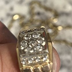Yellow Gold Nugget And Diamond Ring 