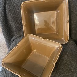 2 Brown Serving Dishes