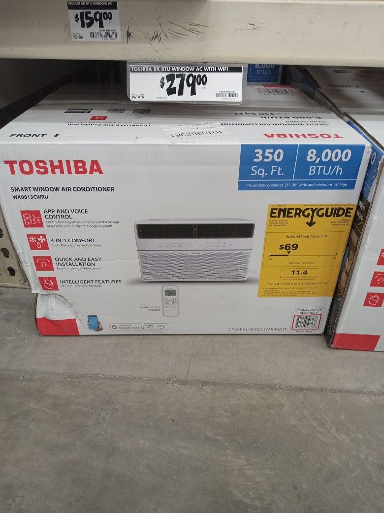 Toshiba Window Air conditioner New In Box Never Opened Has Remote 8000 Btu 115vt. Paid$ 320