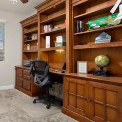 Beautiful Solid Wood Wall Unit and Desk