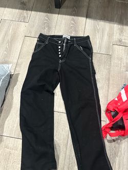 Black Carpenter Jeans with White Contrast Stitching