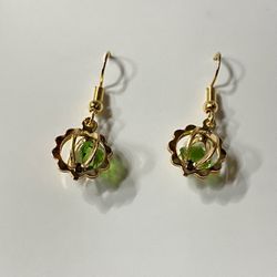 Green Diamond Golden Earrings 