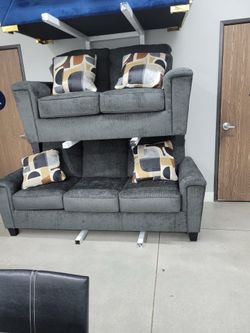2pc Living Room Set 🩶 Grey Fabric