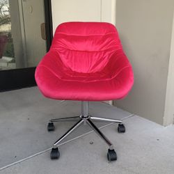 New In Box Adjustable Height Mid Century Modern Style Computer Vanity Velvet Chair Office Furniture Rose Pink Color 