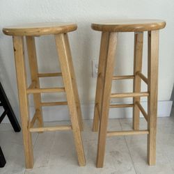 Two Natural Wood Stools! 