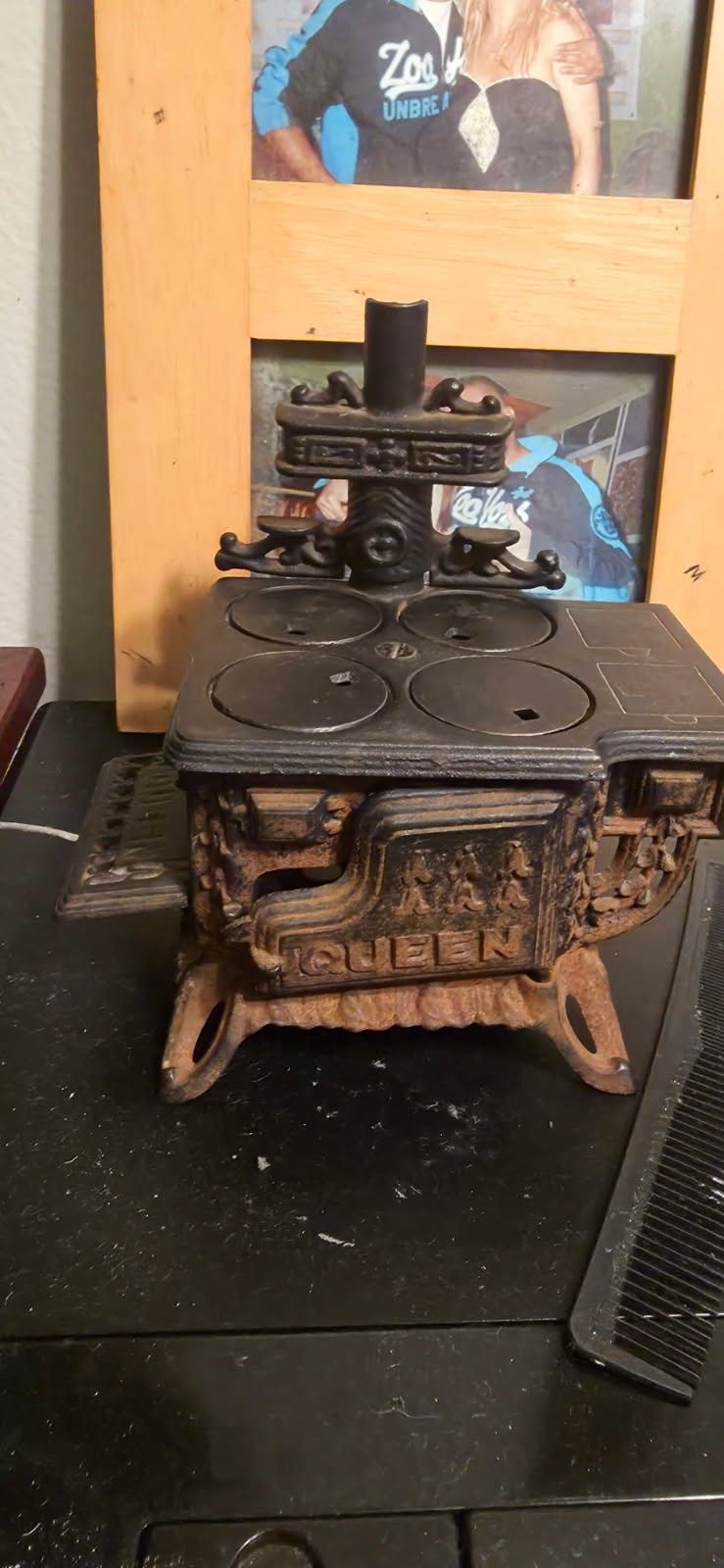 Rare Antique Miniature Queen Cast Iron Stove