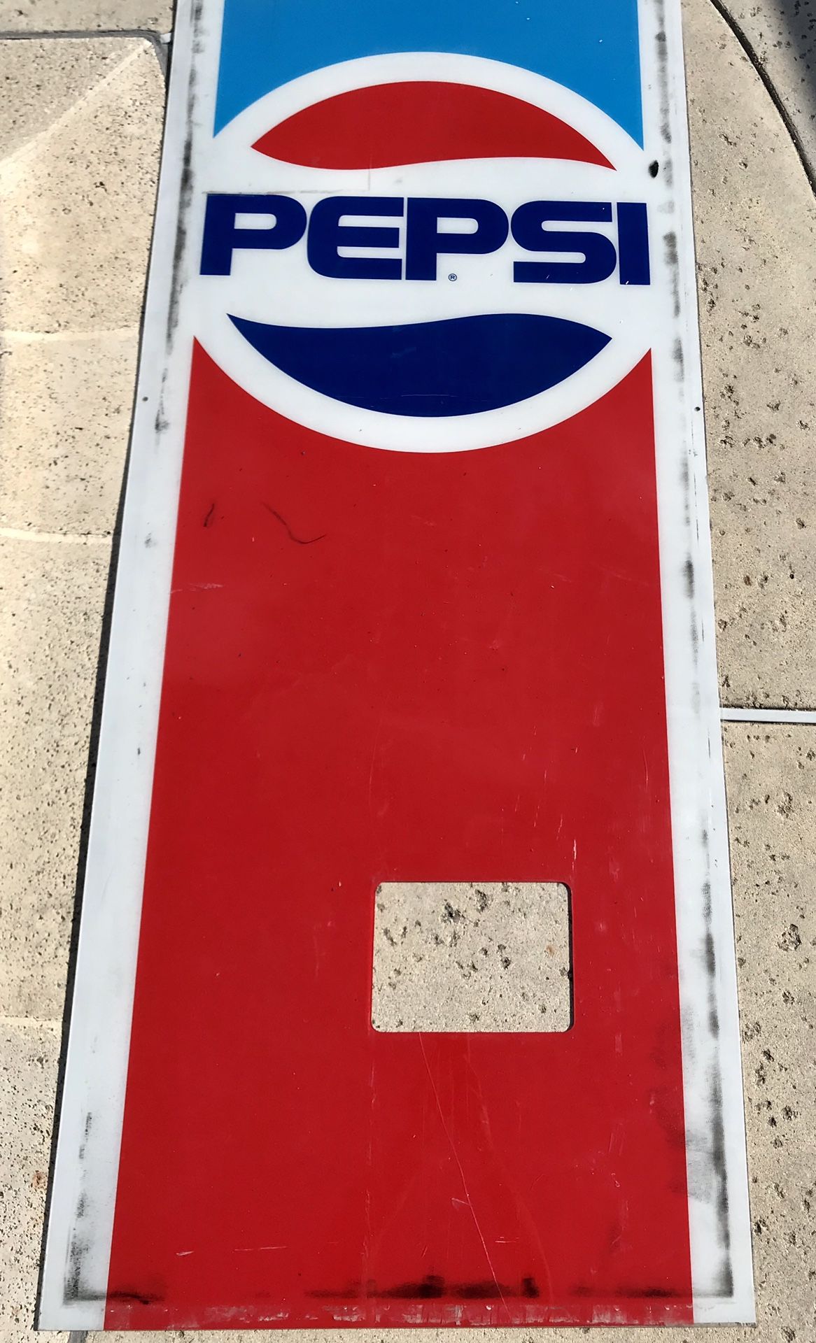 1970’s retro Pepsi vending machine plexiglass face, front panel