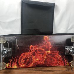 Chrome wheels Skateboard 31” Double Kick Skate Board Cruiser Longboard w/Case