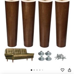 AORYVIC Furniture Leg Sofa Legs Replacement Wood 8 Inch Mid Century Dresser Legs With 5/16 Inch Bolt Set Of 4 8 Inch Brown