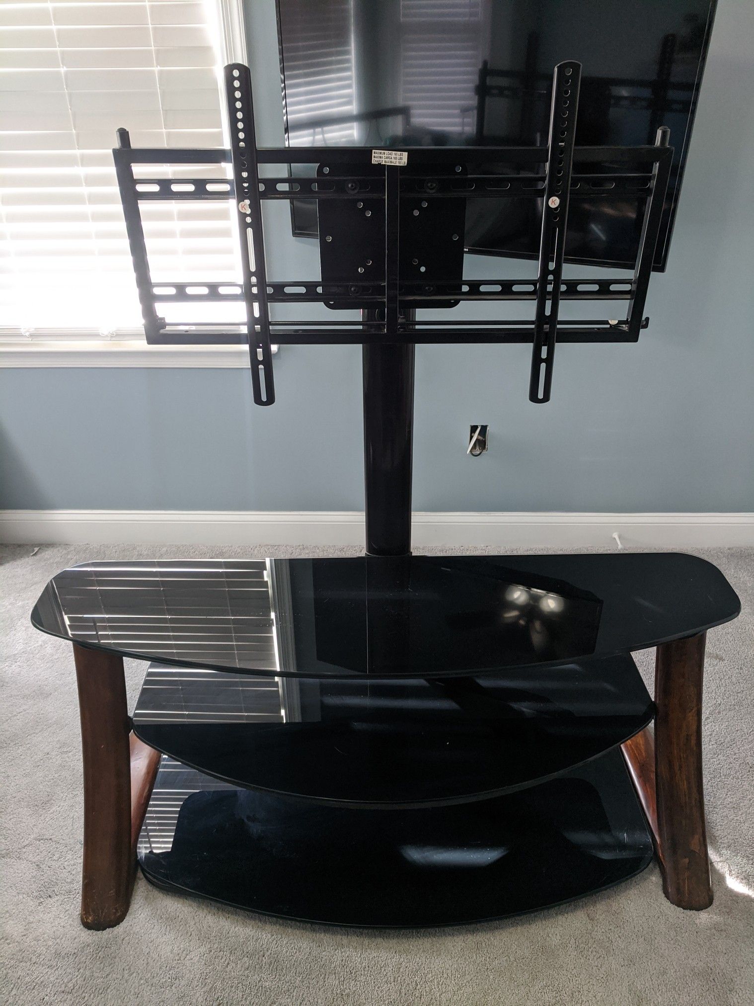 TV stand with black glass