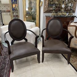 Pair of Beautiful Modern Dark Brown Leather Lounge Chairs🌷 $50 EACH🌷