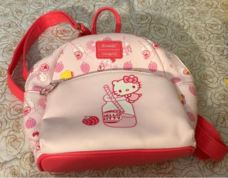 Sanrio Hello Kitty Loungefly Strawberry Milk Mini Backpack Pink Red Kawaii Bag