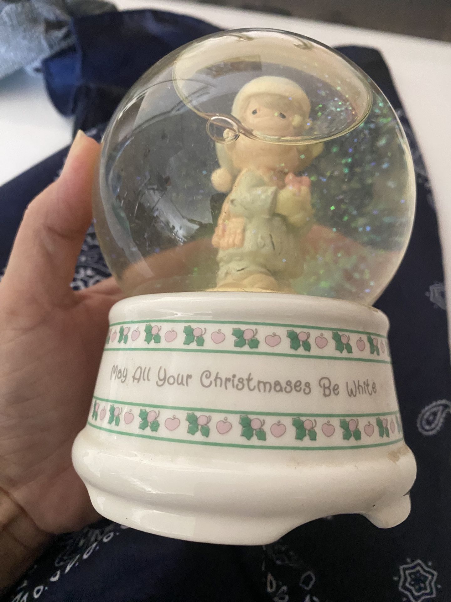 Precious Moments, MUSICAL, vintage, snow globe