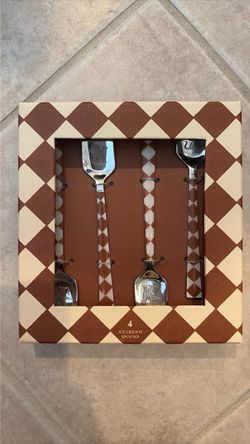 Anthropologie Ice Cream Brown Checkered Spoons